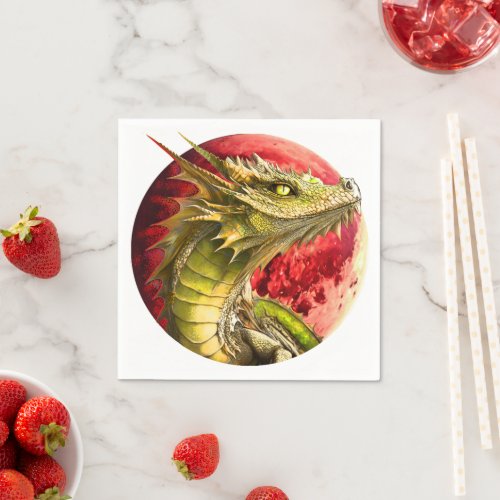 Dragon on Bloody Moon Napkins