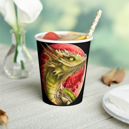 Dragon on Bloody Moon Paper Cups