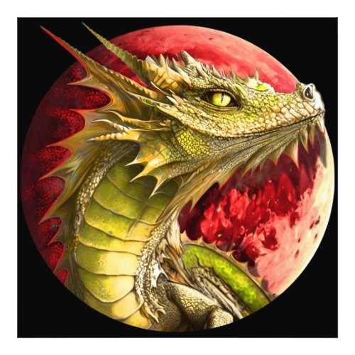 Dragon on Bloody Moon Photo Print