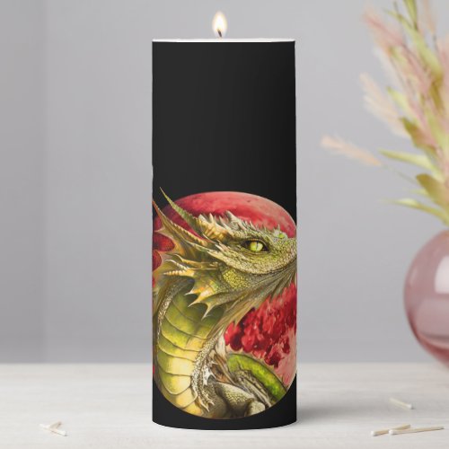 Dragon on Bloody Moon Pillar Candle