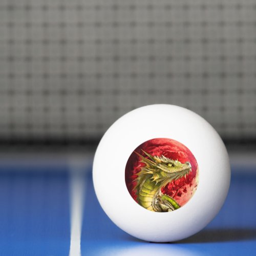 Dragon on Bloody Moon Ping Pong Ball