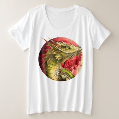 Dragon on Bloody Moon Plus Size T_Shirt