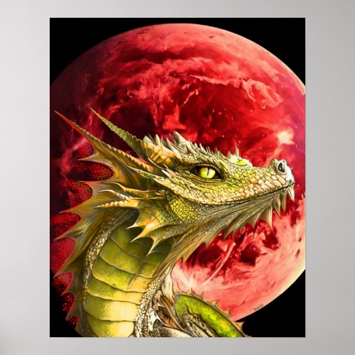 Dragon on Bloody Moon Poster