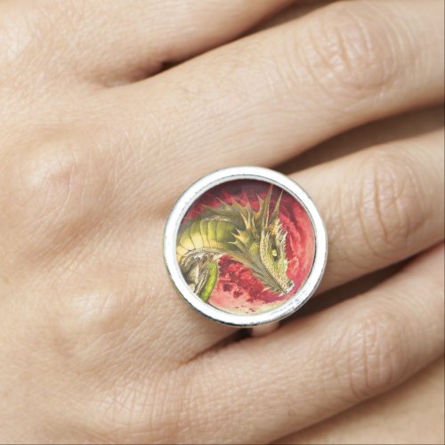 Dragon on Bloody Moon Ring