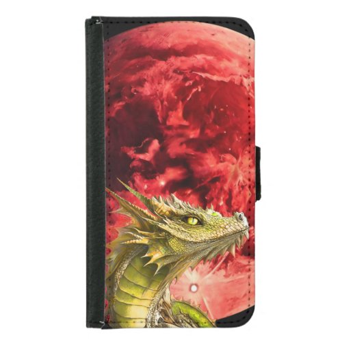 Dragon on Bloody Moon Samsung Galaxy S5 Wallet Case