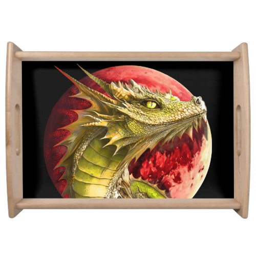 Dragon on Bloody Moon Serving Tray