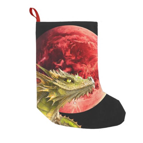 Dragon on Bloody Moon Small Christmas Stocking