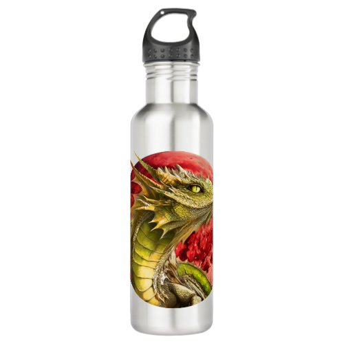 Dragon on Bloody Moon Stainless Steel Water Bottle