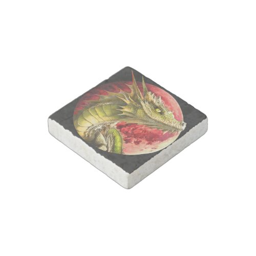 Dragon on Bloody Moon Stone Magnet