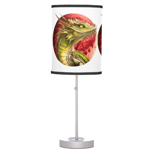 Dragon on Bloody Moon Table Lamp