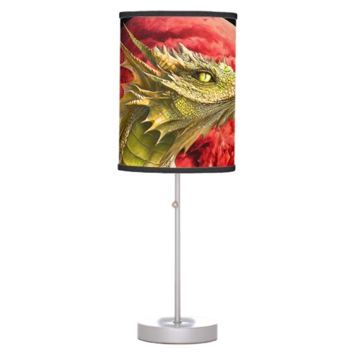 Dragon on Bloody Moon Table Lamp