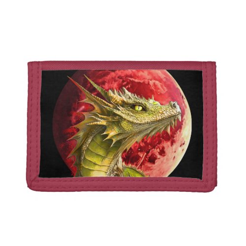 Dragon on Bloody Moon Trifold Wallet