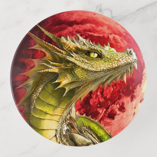 Dragon on Bloody Moon Trinket Tray