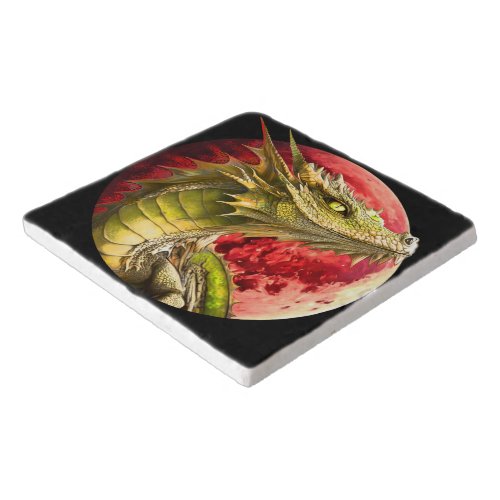 Dragon on Bloody Moon Trivet