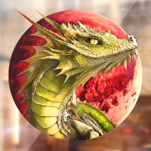 Dragon on Bloody Moon Window Cling