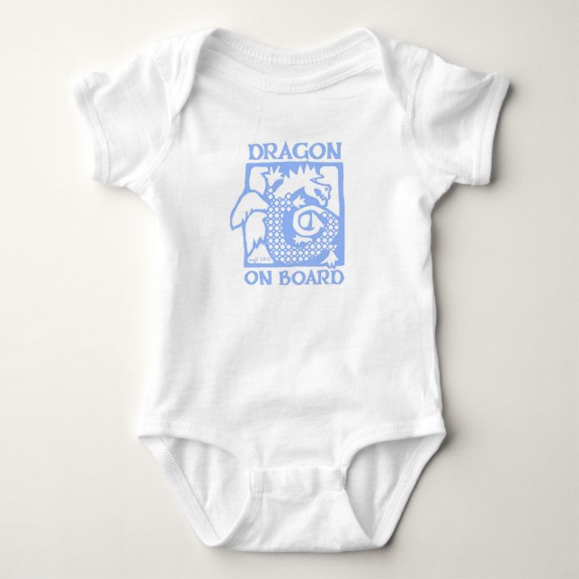 DRAGON ON BOARD! baby creeper blue (Front)