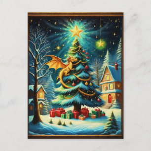 Dragon On Christmas Eve ai Holiday Postcard