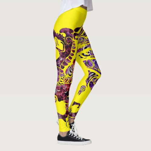 Dragon on Purple and Gold Leggings