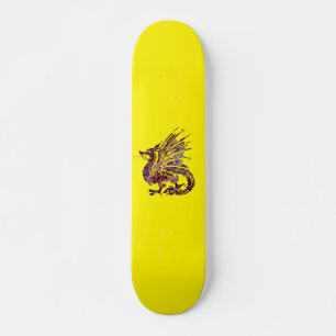 Dragon on Purple and Gold Skateboard