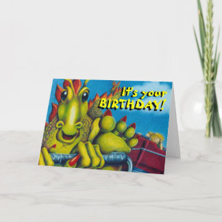 dragon on roller coaster, It's your, BIRTHDAY!,... Card