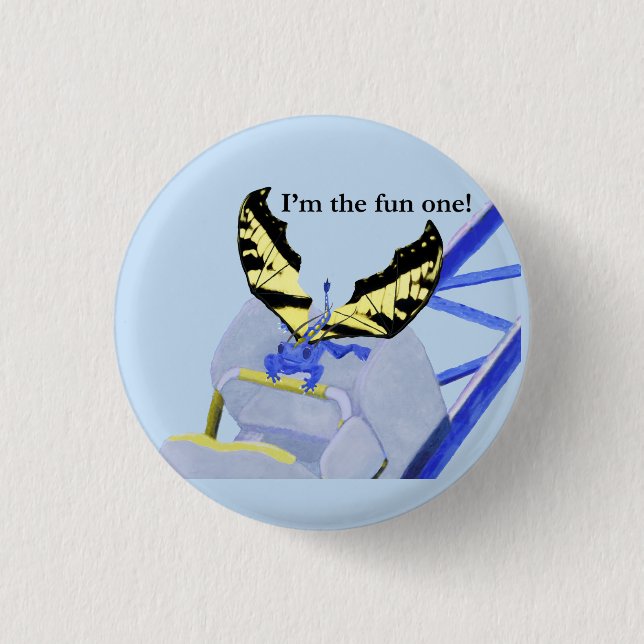 Dragon on Roller Coaster Pinback Button (Front)