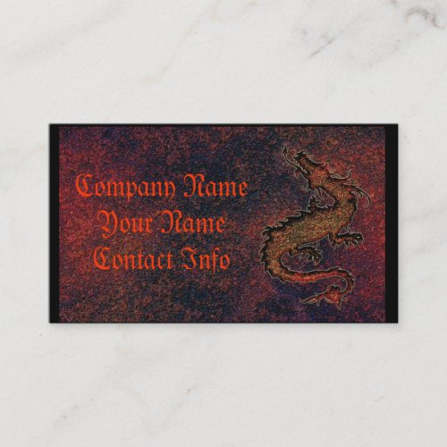 dragon on rusty metallic background business card