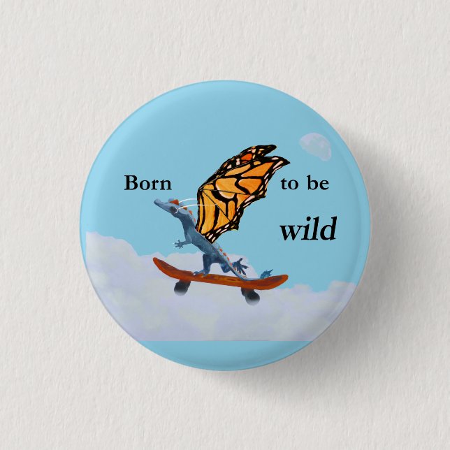 Dragon on Skateboard Pinback Button (Front)