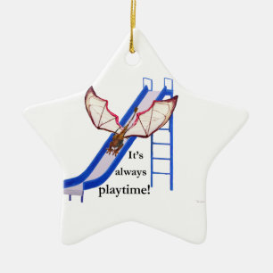 Dragon on Slide Ceramic Ornament