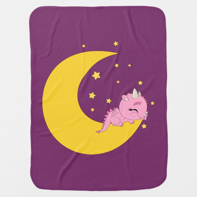 Dragon on the moon- Baby blanket (Front)