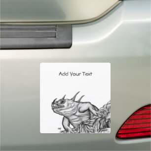 Dragon on the Rock , black and white Design Car Magnet