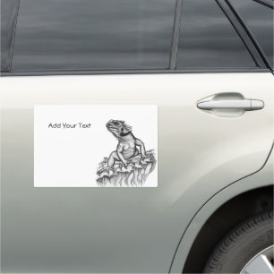 Dragon on the Rock , black and white Design Car Magnet