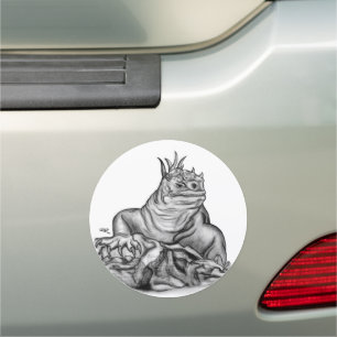 Dragon on the Rock , black and white Design Car Magnet