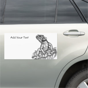 Dragon on the Rock , black and white Design Car Magnet