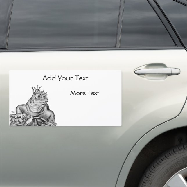 Dragon on the Rock , black and white Design Car Magnet (In Situ)