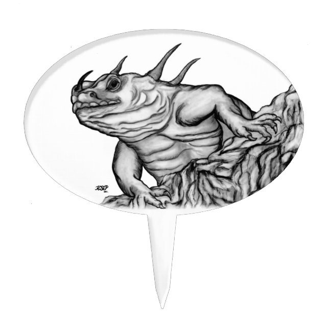 Dragon on the Rock Cake Topper (Front)