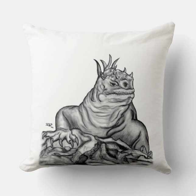 Dragon on the Rock Throw Pillow (Front)