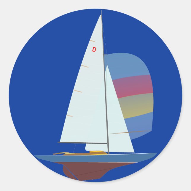 Dragon One Design Racing Sailboat Classic Round Sticker (Front)