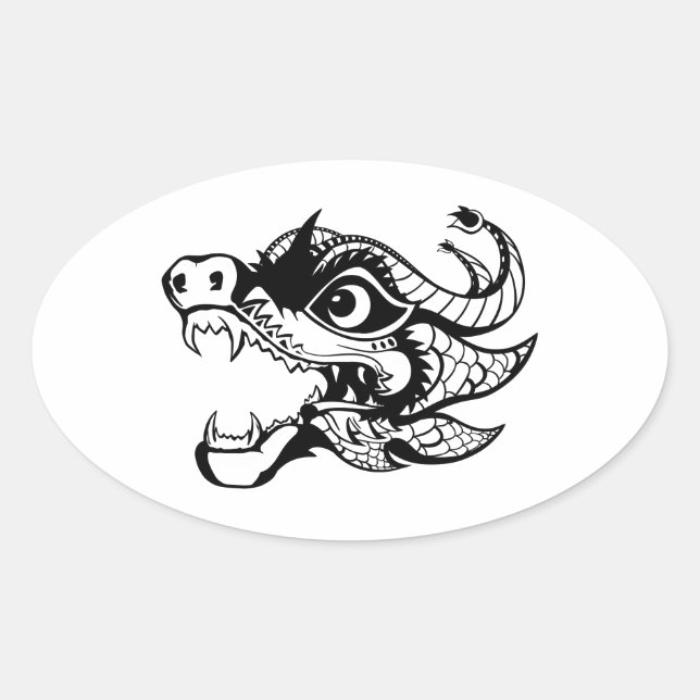 dragon oval sticker (Front)