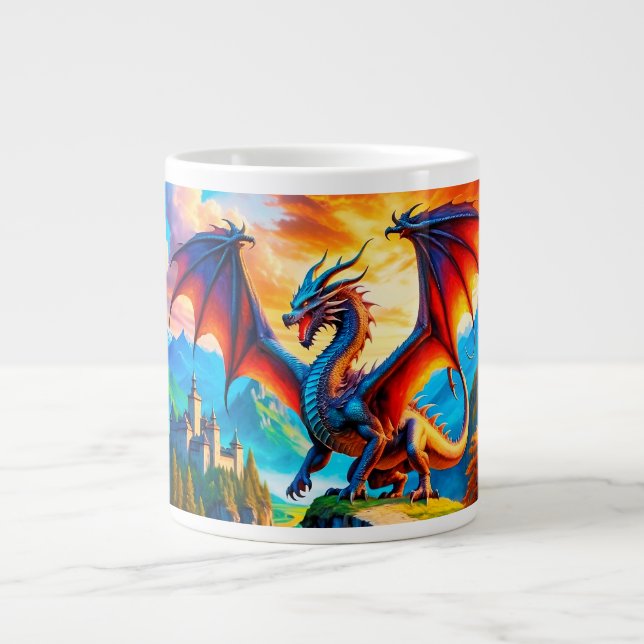 Dragon Over Village Coffee Mug (Front)