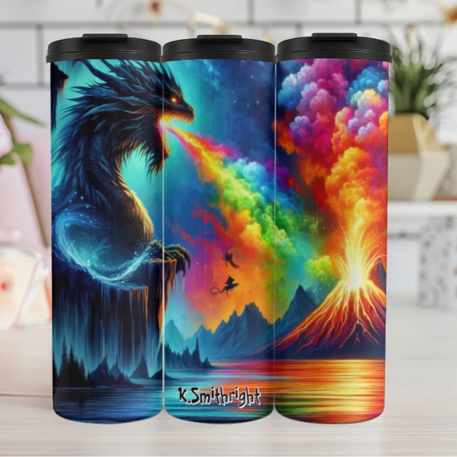 Dragon Overlooking Fire and Ocean Thermal Tumbler (Creator Uploaded)