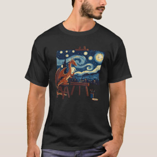 Dragon Painting Starry Night Funny Fantasy Art Men T-Shirt