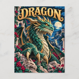 Dragon, Paper Cut Monster Postcard