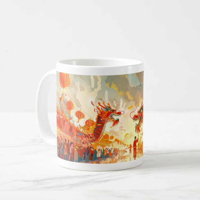 Dragon Parade - Design 2 Coffee Mug (Front Left)
