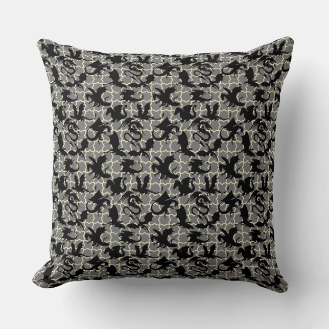 Dragon pattern 01.wx4x4.blue Grey BG Throw Pillow (Front)