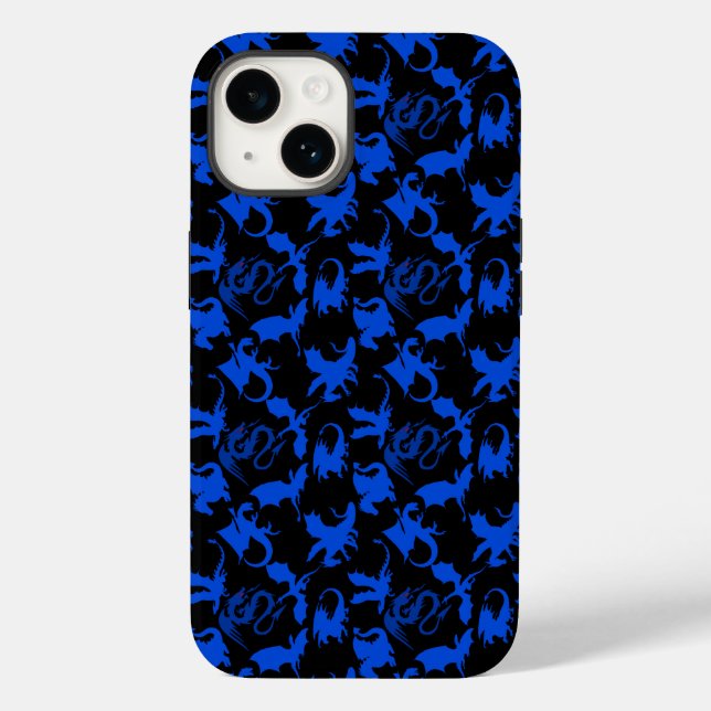 Dragon pattern 02 blue.bwx4 Black BG Case-Mate iPhone Case (Back)