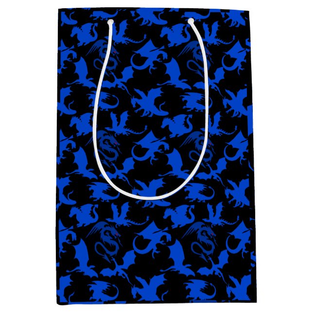 Dragon pattern 02 blue.bwx4 Black BG Medium Gift Bag (Front)