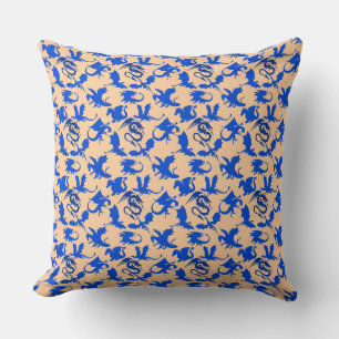 Dragon pattern 02 blue.bwx4 Lorange BG Throw Pillow