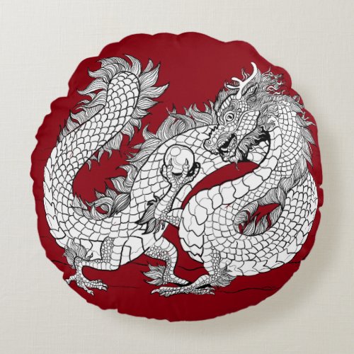 Dragon Pearl Round Pillow