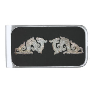 Dragon Pendant Design Detail 19th century China Silver Finish Money Clip