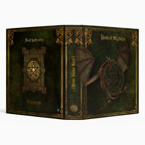 Dragon  Pentagram Book of Shadows 3 Ring Binder